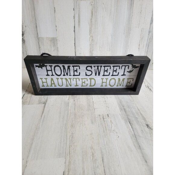 Halloween home sweet haunted home sign bat hanging prop - Picture 1 of 10